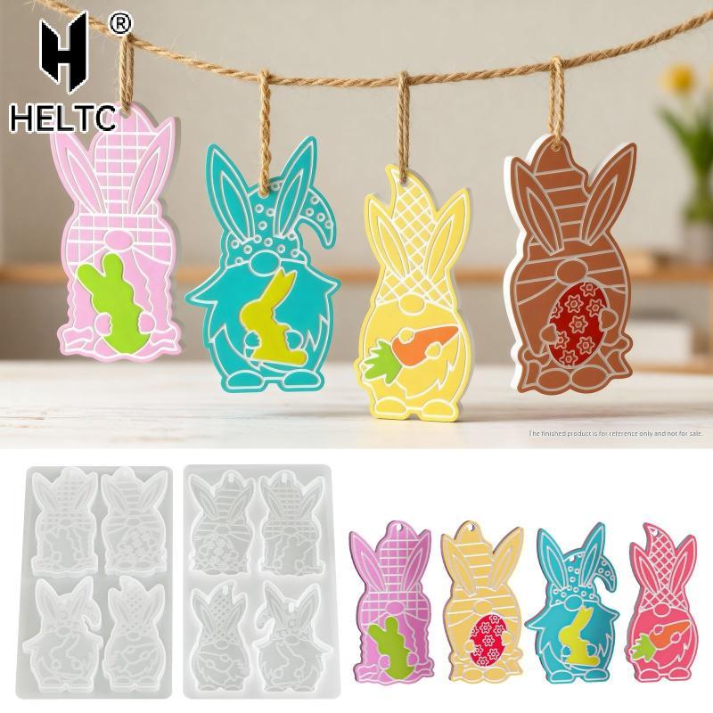 3D Easter Bunny Ornament Silicone Mold DIY Egg Mushroom Shapes Pendant Mould Cute Rabbit Resin Plaster Casting Molds Home Decor