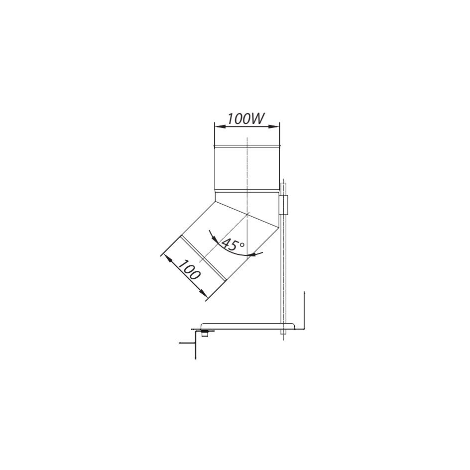 ADAM GAS / EW Elbow with support and angle bar 45° fi 100