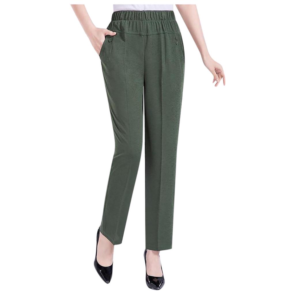 Fashion Women Pocket High Waist Trousers Bottom Casual Thin Pants