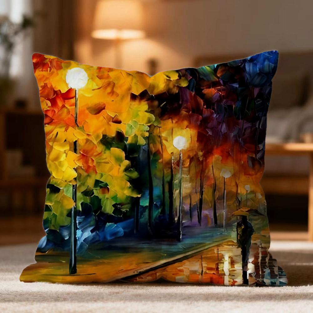Fashion L-Lleonid afremov oiled Cushion Cover Soft Washable Pillow Case Multi-Scene for Couch Bed Travel Office Use
