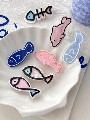 Korean Style Creative Little Fish Bone Hairpin Barrettes Summer Cartoon Dolphin Clip Funny Hair Accessories For Women Headwear