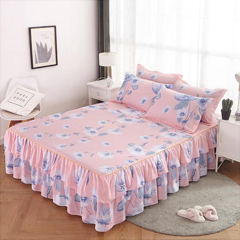 1pc Bedspread Bedroom Fitted Sheet Cover Soft Non-Slip King Queen Bed Skirt Wedding Bedskirt No Pillowcase For Four Seasons