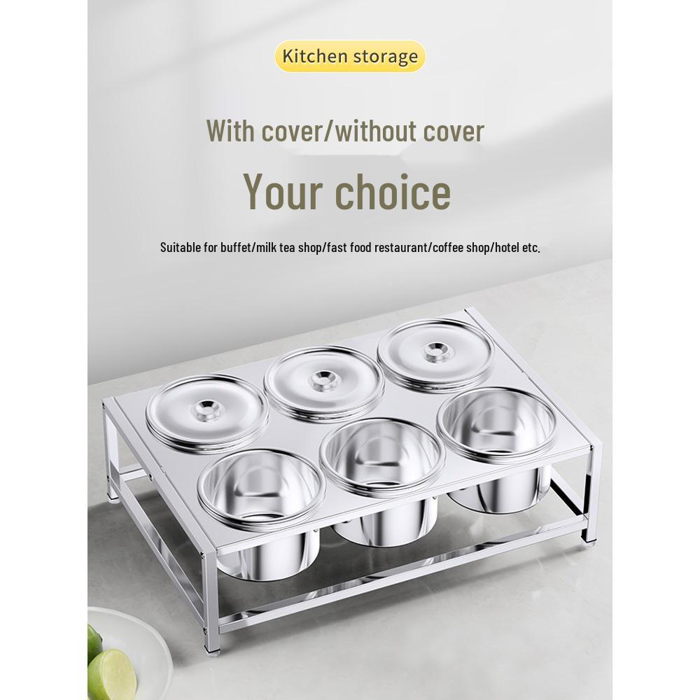 

Large Stainless Steel Condiment Box with Lid - 4 Sections, 6 or 8 Flavors, 16 Compartments, 12 Spice Jars 16 Grid 4 Flavors