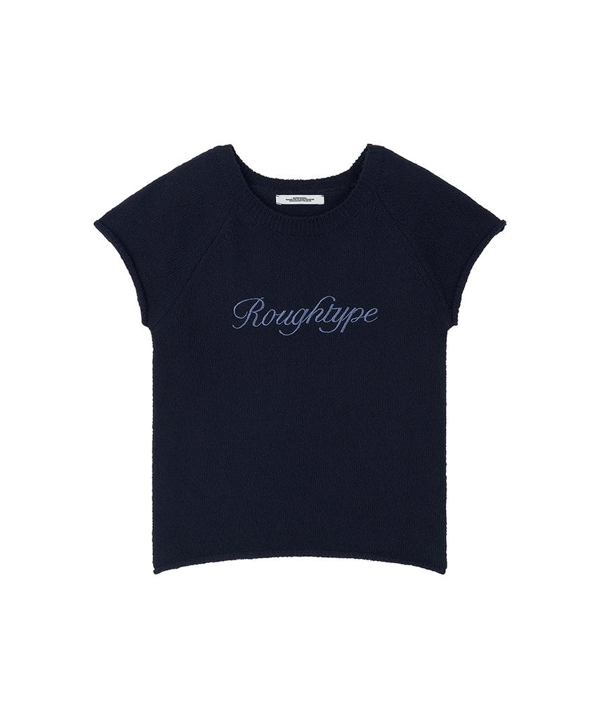 Lotaib Lettering Logo Short-Sleeved Knit - Navy