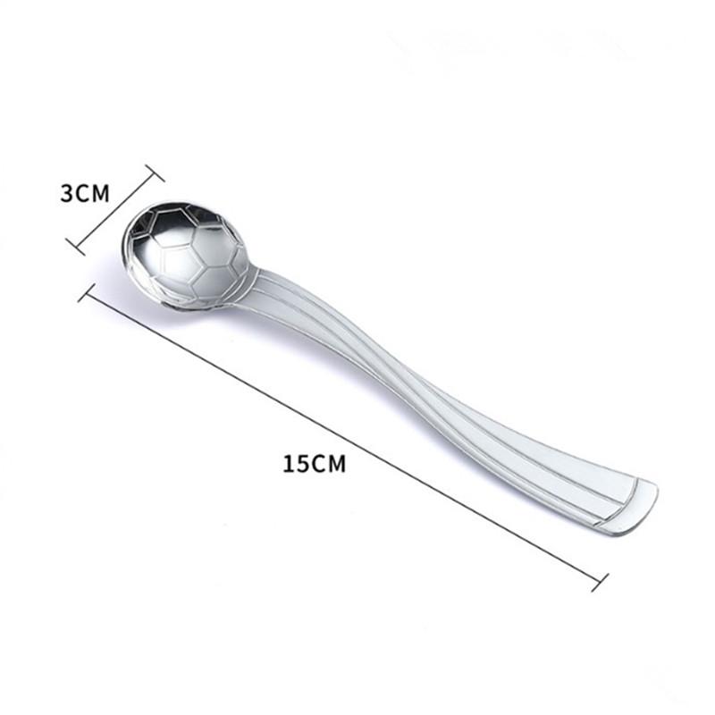 1/6Pcs Football Pattern Coffee Dessert Spoon Long Handle Stirring Spoons Stainless Steel Small Spoon Kitchen Accessorie