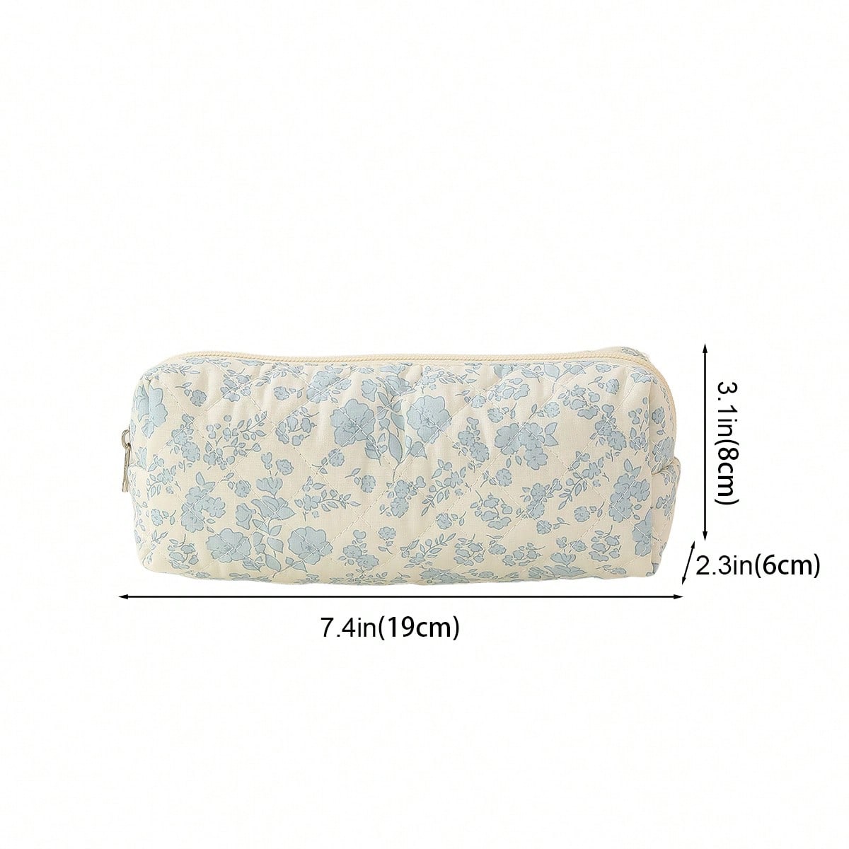 

1 шт. Милая стеганая хлопковая косметичка с цветочным принтом, портативная сумка для хранения в путешествиях, сумка для туалетных принадлежностей небесно-голубой