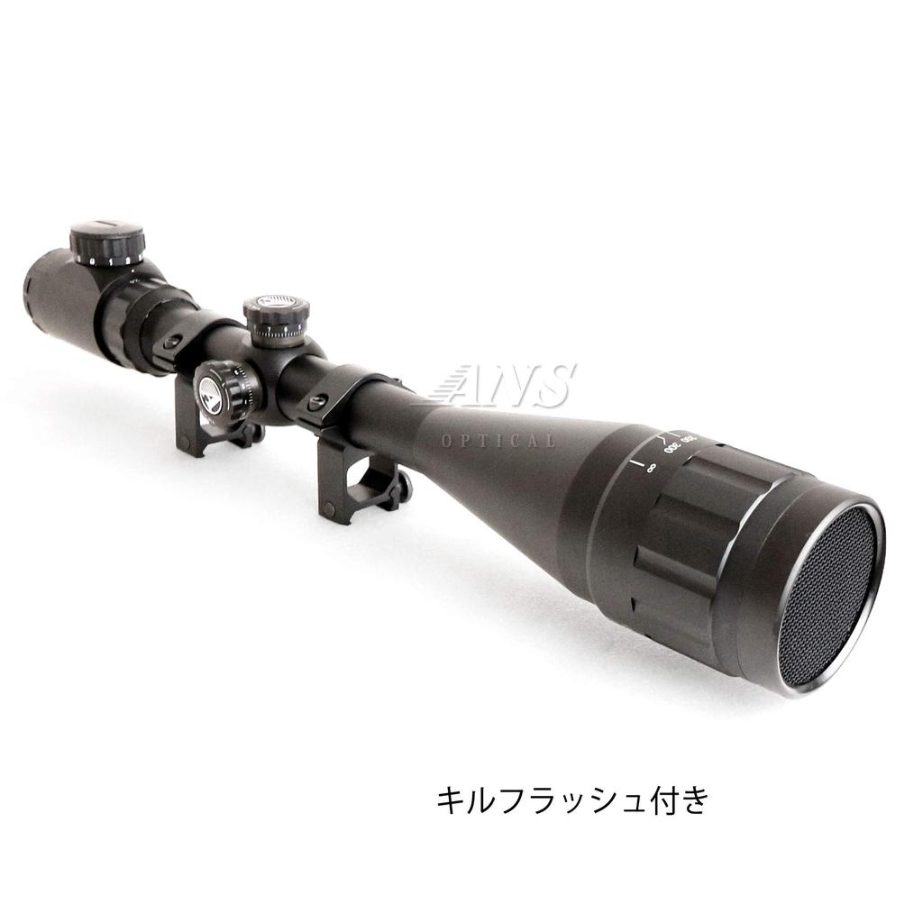 ANS Optical AOE Frontfokus Zielfernrohr mit Montage, Killflash und Frontblende 6-24x50 Dreifarbige Beleuchtung, Ringe, Blitz, (Vollständiger Satz) (sc-006-E31)