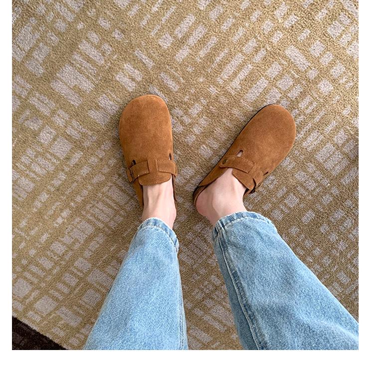 In-Stock Genuine Leather Birkenstock Shoes: Size 35-46, Closed-Toe, Cork Sole, Thick-Soled, Outdoor Slip-Ons.