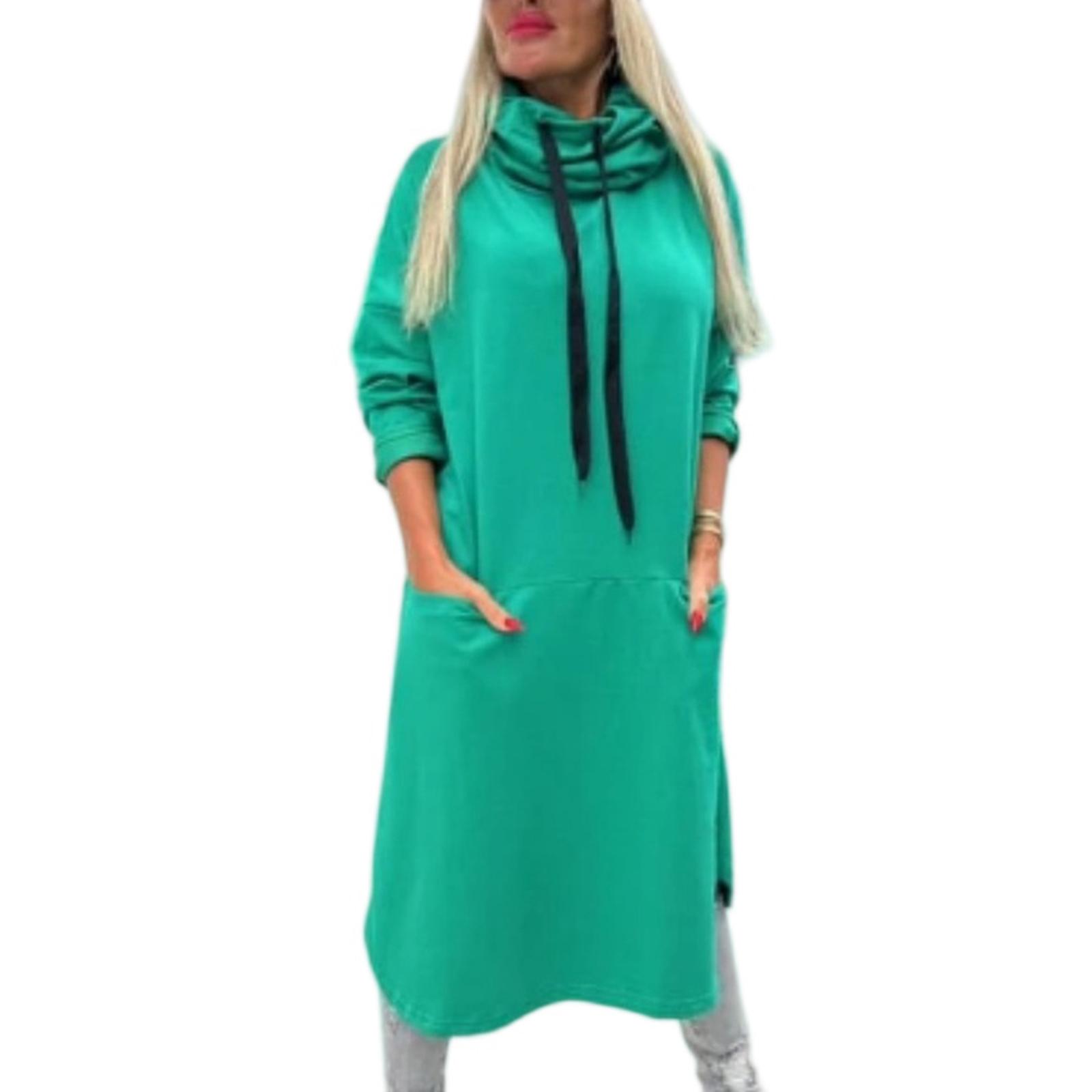 

Женский модный повседневный однотонный свитшот с длинными рукавами M зелёный