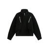 Unisex Suede Fleece Lined Stand Collar Zipper Jacket Streetwear Short Cropped Outerwear Fall