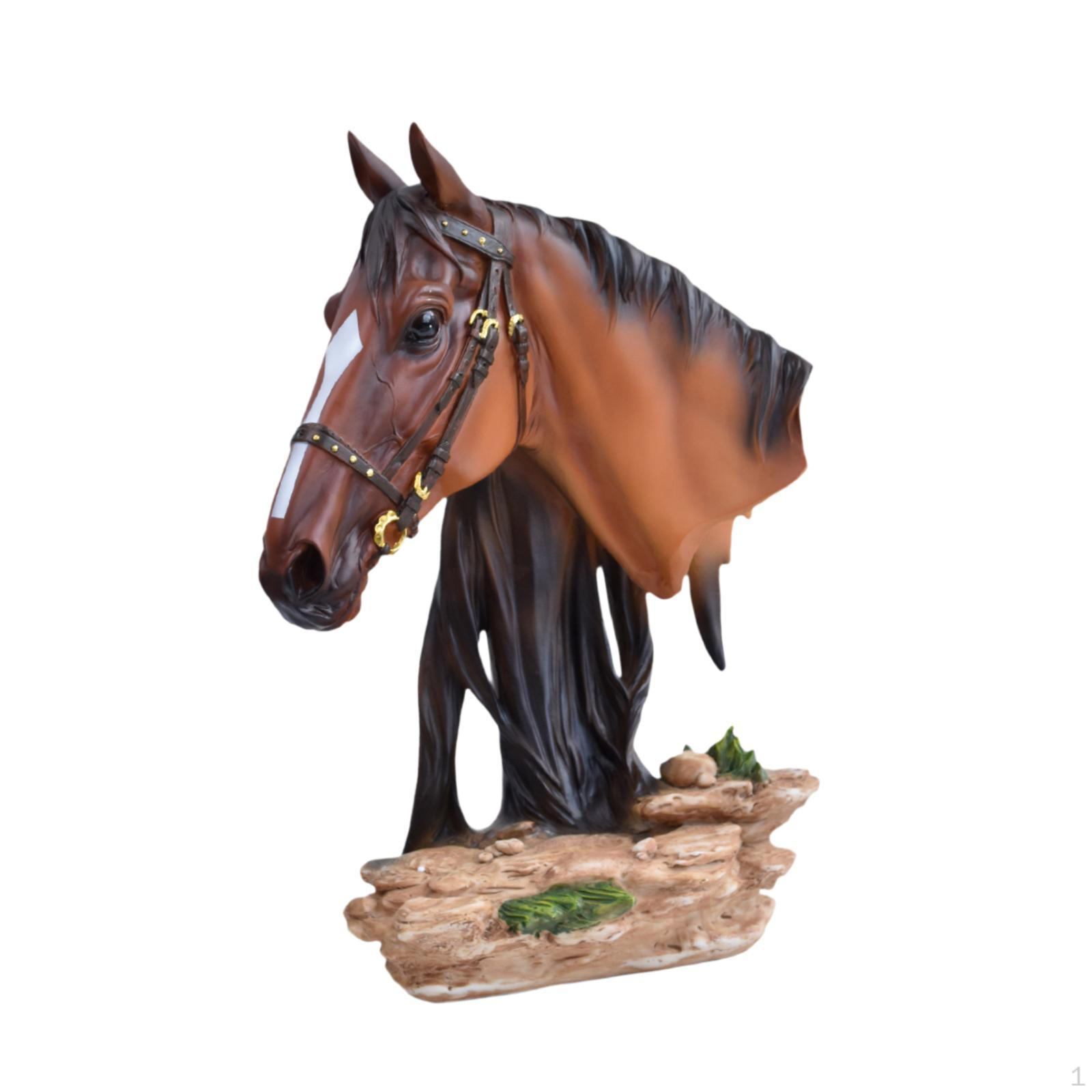 Horse Figurine Head Statue Resin Animal Sculpture Decorative Centerpiece Ornament Suitable for