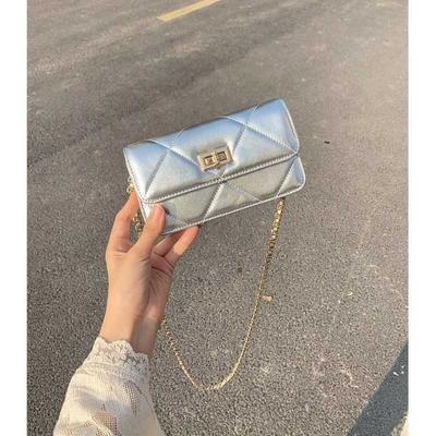 Diamond Lattice Small Fragrance Bag Single Shoulder Crossbody Bag Soft Leather Small Square Bag Stylish Mini Square Bag