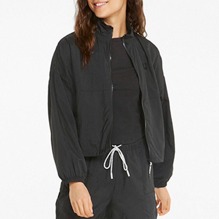 Puma Solid Color Casual Stand Collar Long Sleeve Jacket Women Jackets Black 536370-01