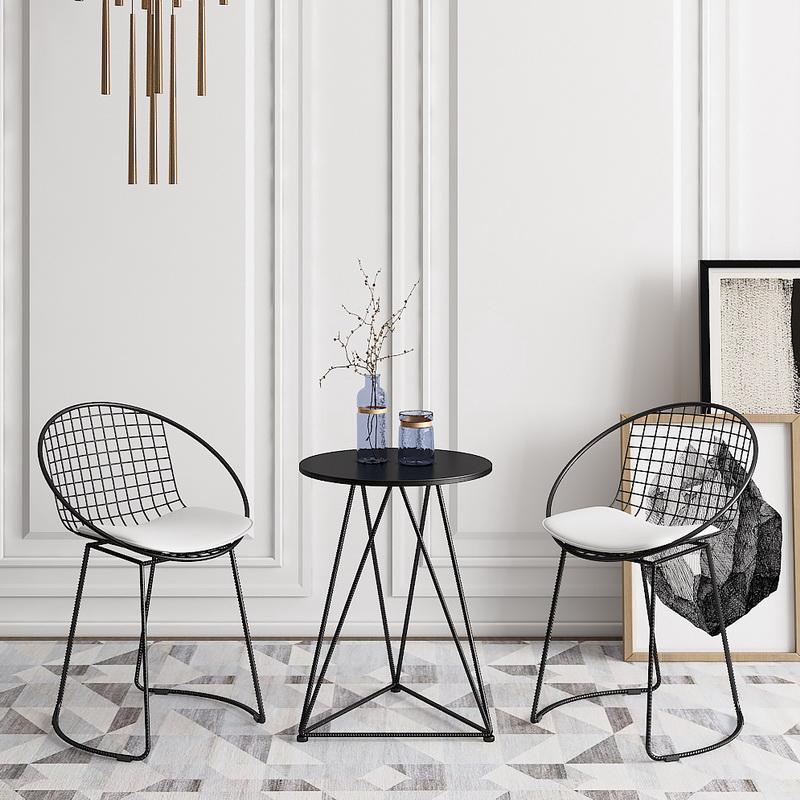 Nordic Small Round Table Chair Combination, Milk Tea Shop Table, Simple Modern Household Balcony Leisure Table Set