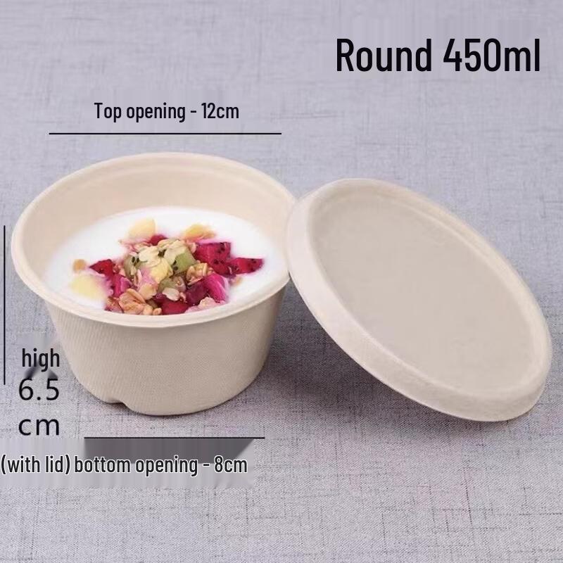 Mr. Corn 450ml Disposable Wheat Straw Bowls with Paper Lids