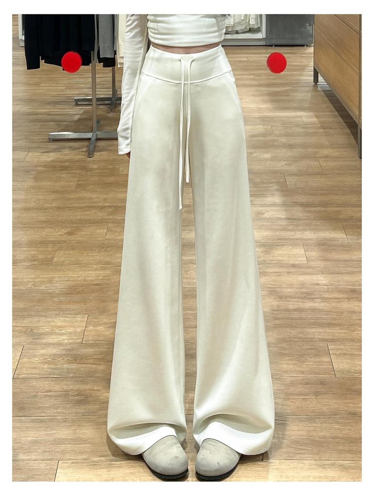 Spring 2026 Deep Gray Plus Size High-Waisted Wide-Leg Pants for Women