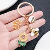 Sunflower Honeycomb Oil Drip Bee Keychain - Creative Personalized Pendant