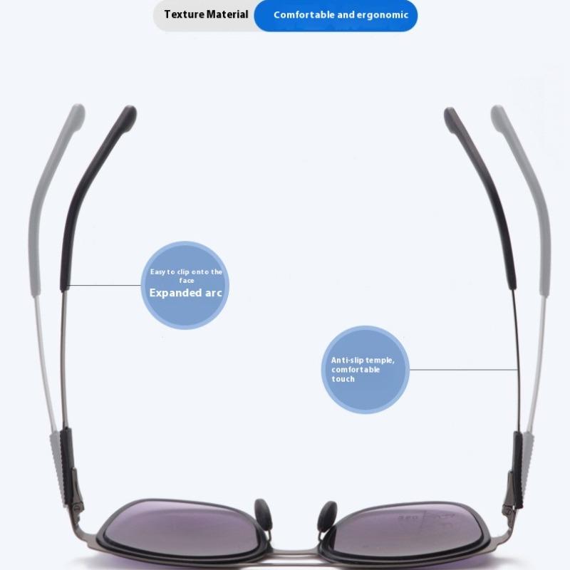 Sunglasses Style Presbyopia Glasses  Men's Progressive Multi Focus/distance Dual-use UV Resistant Sunglasses and Reading Glasses