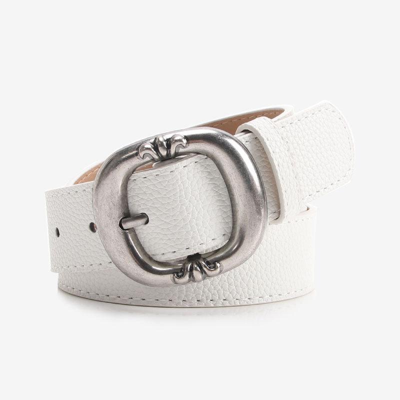 Luipaardprint Riem Damesmode Casual Veelzijdig Jeans Accessoires Tailleband Gotisch Retro PU Leer Gesp Tailleband 103cm white