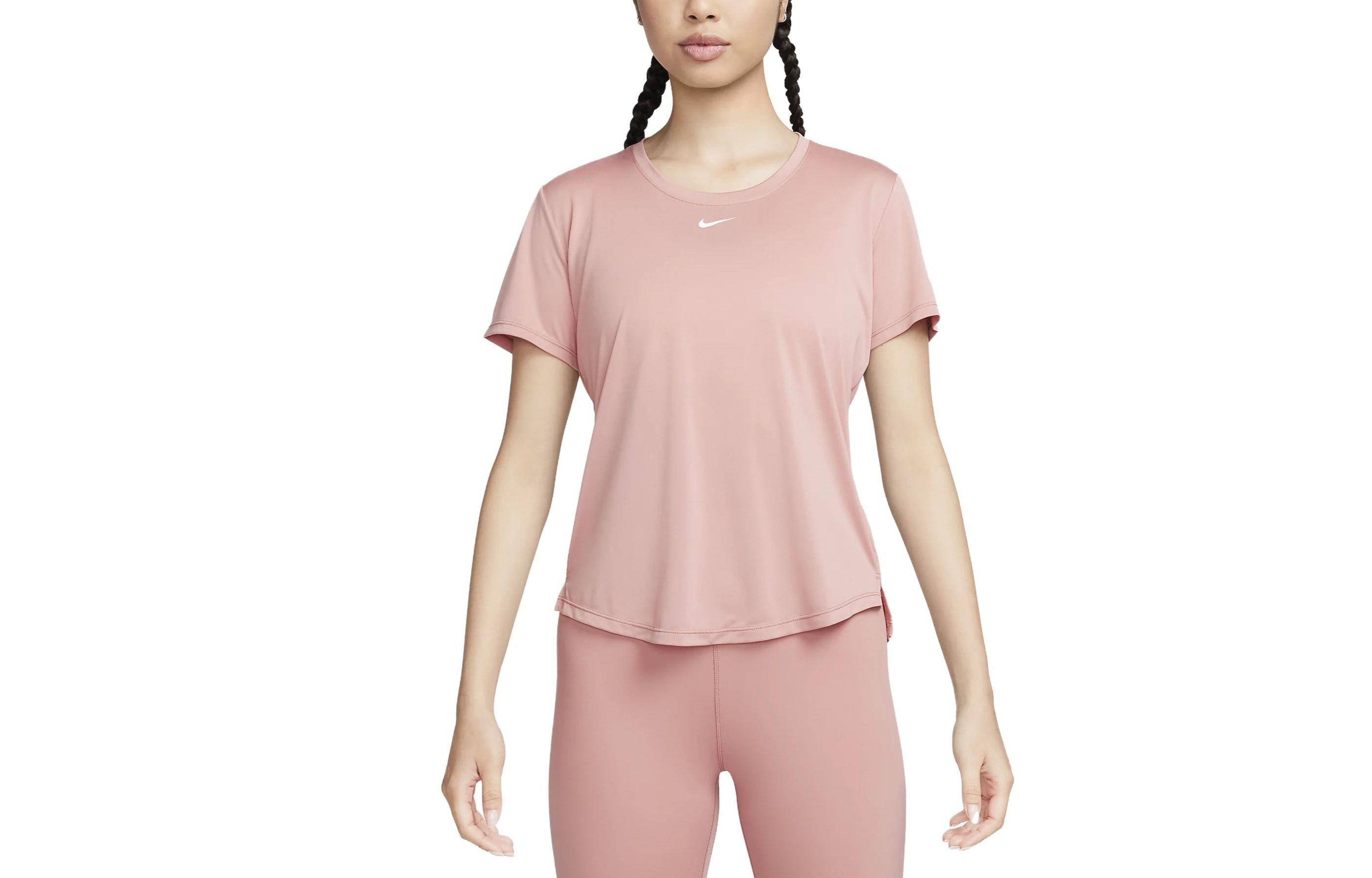 Nike Dri Fit T Shirts Women s Light Pink Crew Neck Moderate Straight Fit DD0639-618 M