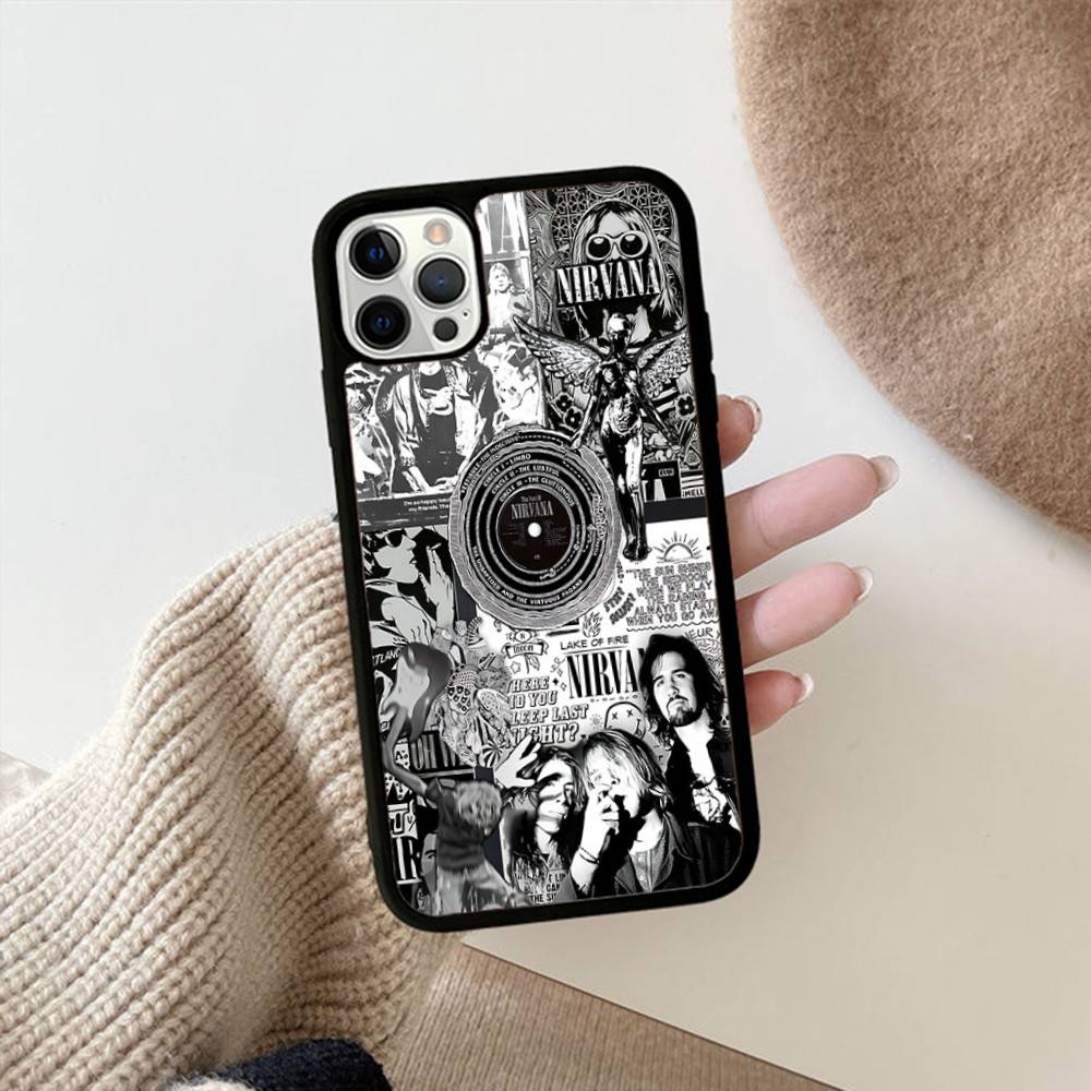 Classic Hot Band N-Nirvanas Rock PC+TPU Shockproof Protective Phone Case For IPhone17 14 15 16 Pro Max 13 12 11 17 Air