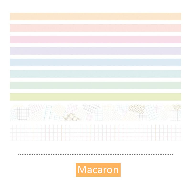 10ks Basic Color Paper Washi Tape Set 10mm 25mm Duhové lepidlo Maskovací pásky Samolepky Dekorační album Diář A6174