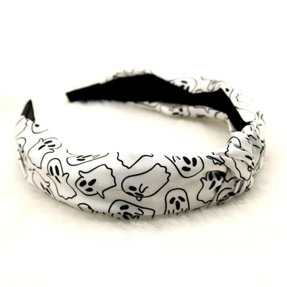Horrible Top Knot Headband Festival Wear Ghost Print Hairband Pumpkin Head Headband  Trick or Treat