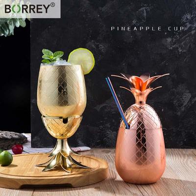 BORREY 500 ML ceașcă de ananas căni de cupru Moscow Mule Cana de cafea din oțel inoxidabil ceașcă de cocktail de bar ceașcă caldă și rece cană de bere din metal