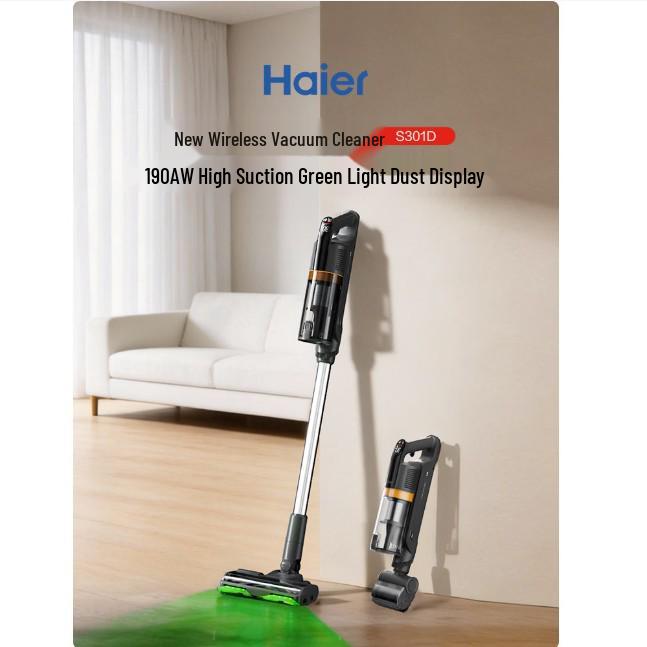 Haier Cordless Handheld Vacuum with Green Light, Dust Detection & Anti-Tangle for Pet Hair (HSC-S301D)