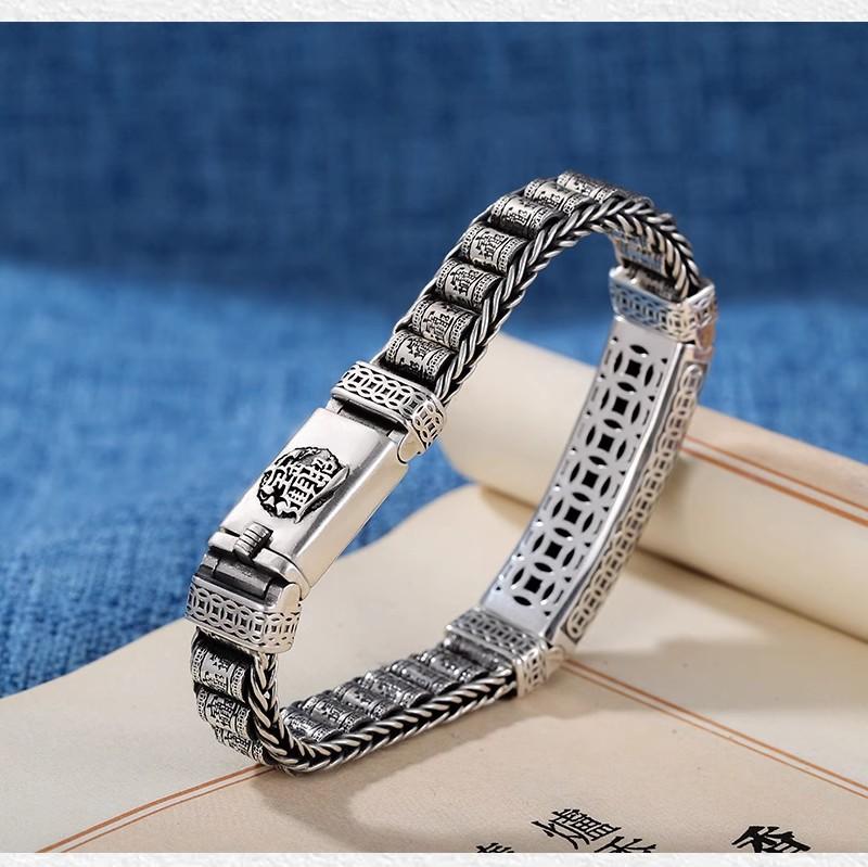 Factory Price S925 Silver Retro Lucky Pixiu Man Bracelet Thick Style Domineering Trend Personality Jewelry Gift
