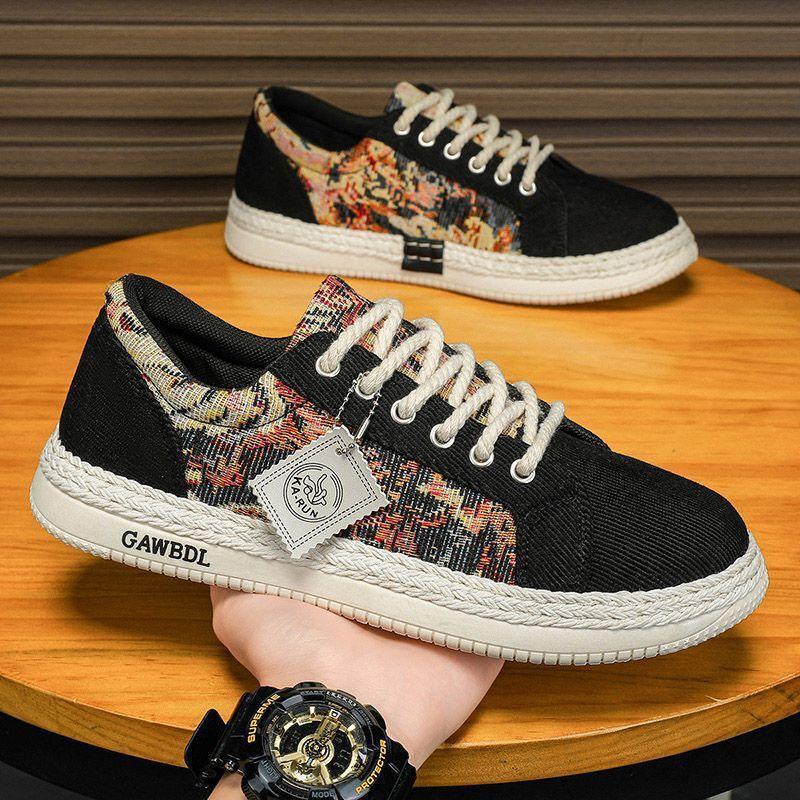 

Мужская обувь 2025 года, новая весенняя дышащая дезодорирующая обувь для доски, мужская парусиновая обувь, легкая и удобная мягкая подошва, повседневная обувь с низким верхом 39