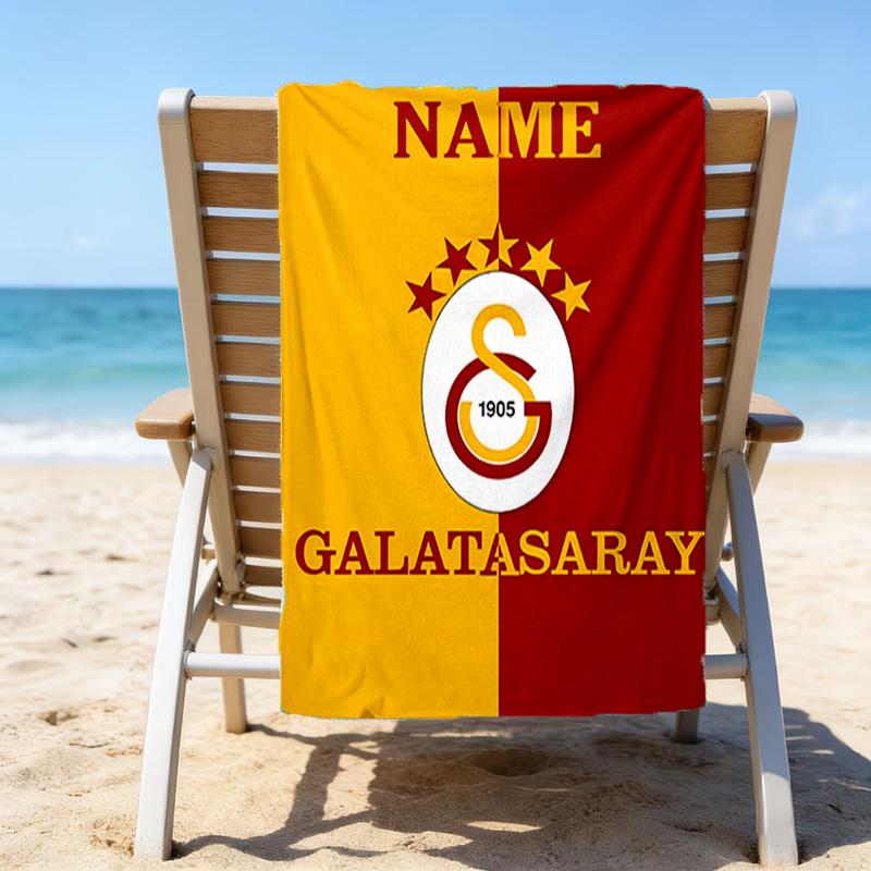 1pc Football6 Beach Towel with Custom Name, Beach/Swimming/Bath/Picnic/Camping Towel, Suitable for Seaside Beaches