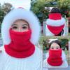 Windproof Beanies Cap Plush Ear Protection Hat Casual Integrated Scarf Hat Set  Unisex
