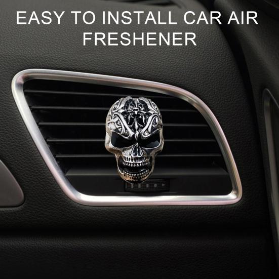 Alloy Skull Car Air Freshener Air Vent Mount Long Lasting Fragrance Odor Removal Clip Type Automotive Air Outlet Aromatherapy Diffuser Car Accessories