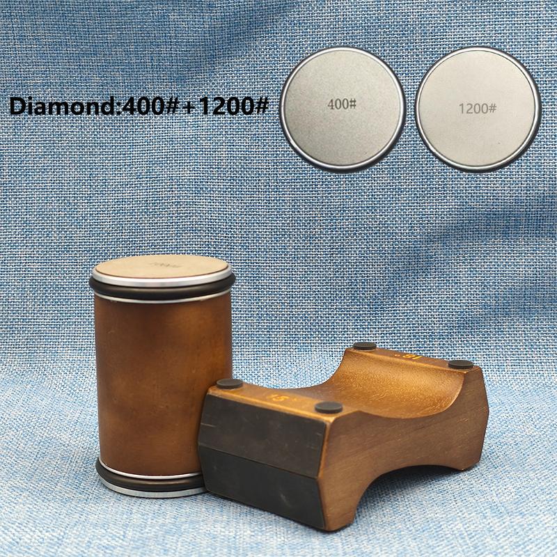 Wooden Magnetic Base Knife Sharpener, 4-Sided, Manual, Medium Grit, No Electricity Needed, for Kitchen Use