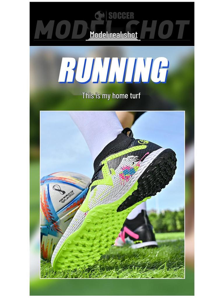 Unisex High-Top Turf Soccer Shoes for Youth and Adults - TF Training Footwear