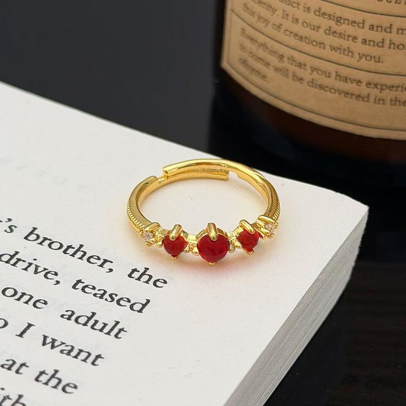 Medieval Vintage Fashion Retro Geometric Zircon Personality Opening Ring Female Cold Wind Niche Design Ring