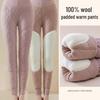 Women's Plus Size Lambswool-Cotton Warm Pants with Wool Knee Support and Fleece Base Layer for Autumn/Winter