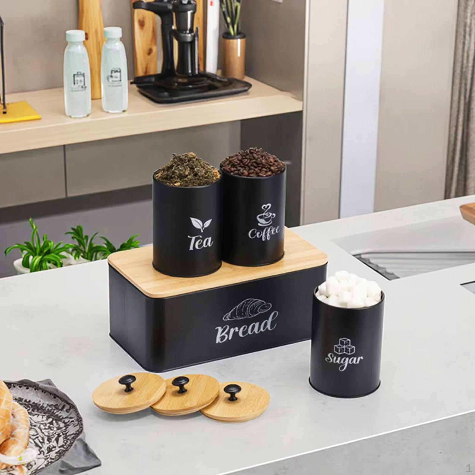 

Набор кухонных банок Контейнер для кофе, чая, сахара Портативные фермерские банки для продуктов Настольная хлебница для