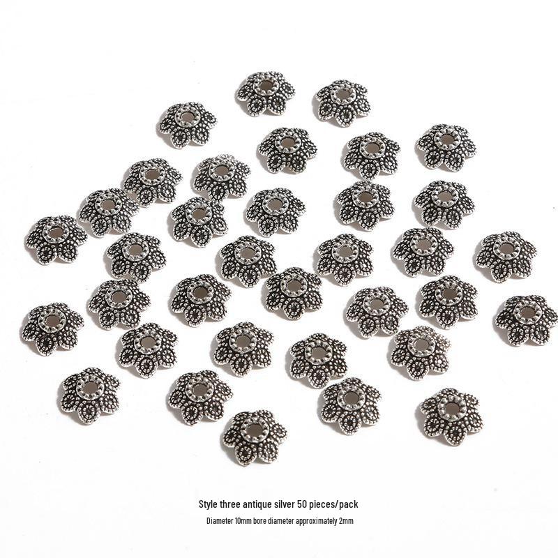 Handmade Antique Silver Flower Spacer Beads for DIY Bracelets & Hair Accessories