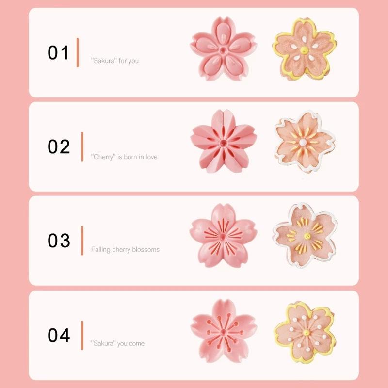 5 Stück/Set Sakura Blume Ausstechform Stempel Keks Ausstecher Kirschblüte DIY Fondant Kuchen Dekor Blumige Form Küchen Backwerkzeuge