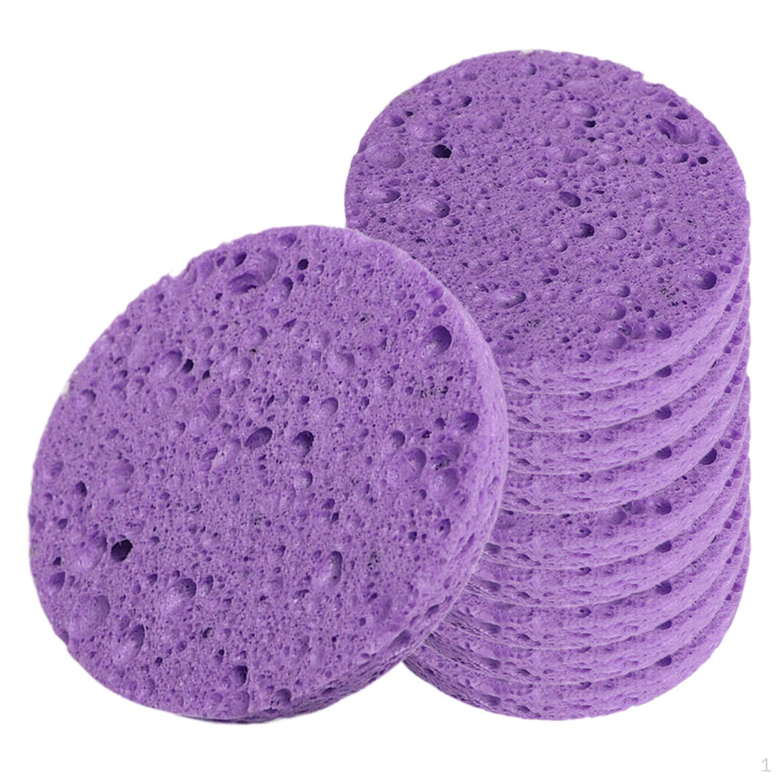 10 Pieces Face Cleansing Pads Facial Sponges Makeup Removal Wood Pulp Cotton Elastic Purple 10 Pieces