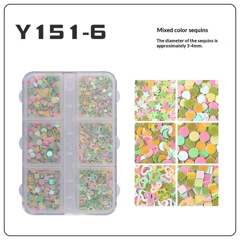 6 Grids Star Sequin Five-Pointed Star Colorful Nail Art Charm Sparkle 3D Nail Rivet Nail Decoration Diy Manicure Accessories