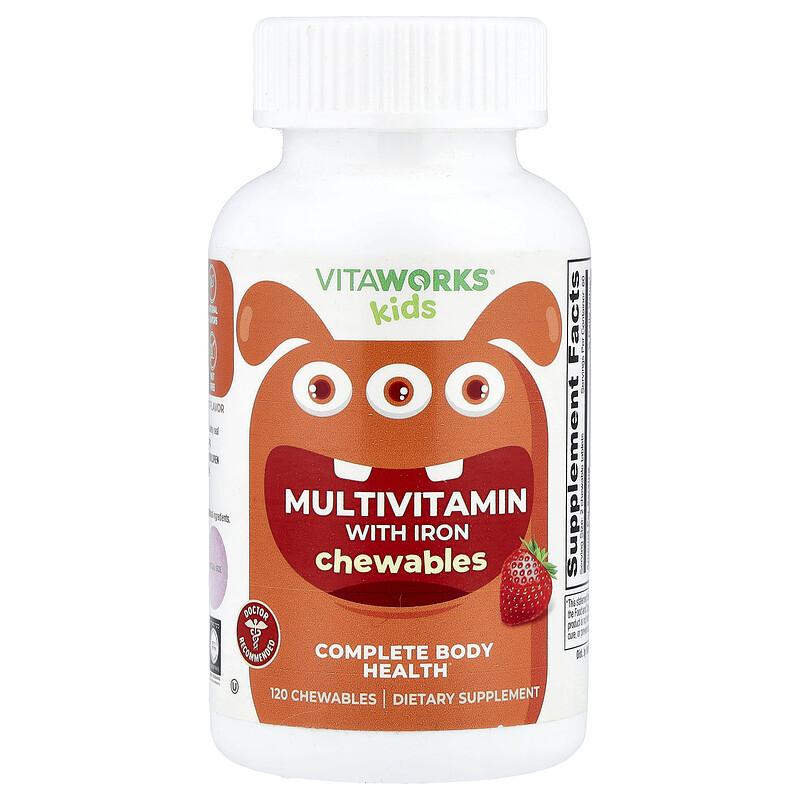Kids, Multivitamin With Iron, Mixed Fruit, 120 Chewables
