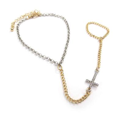 [J8917] - Chaine Cheville 'Croix' bicolore