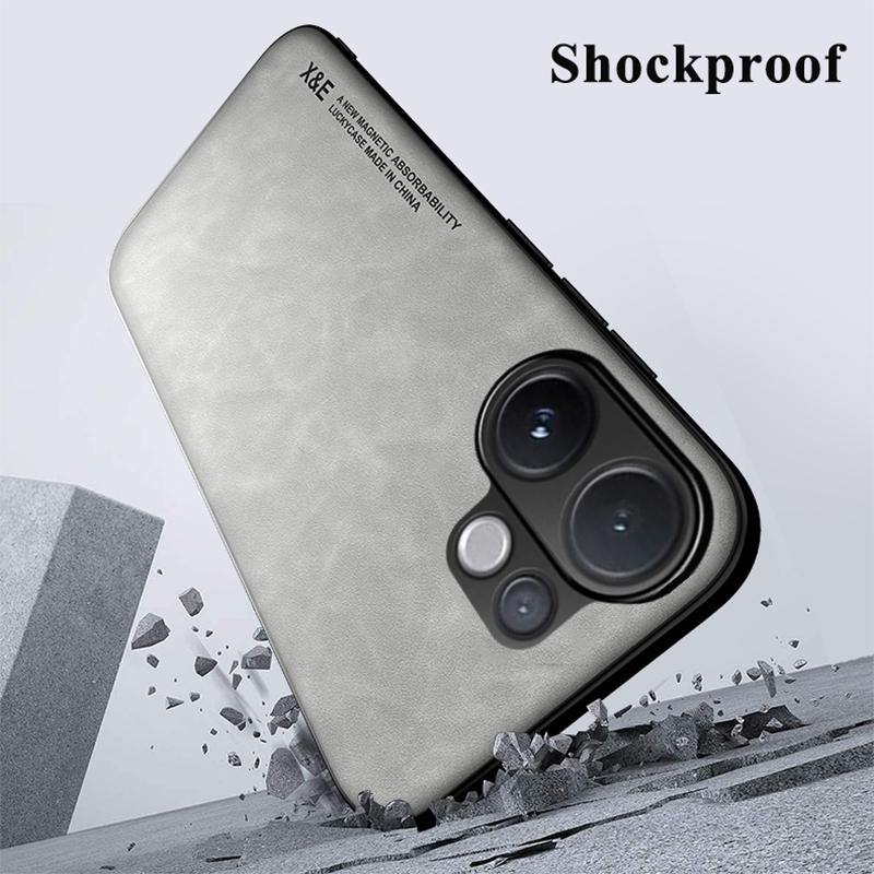 KEYSION Luxury Retro PU Leather Phone Case for VIVO V60 Soft Silicone+PC Shockproof Phone Back Cover for VIVO V60 5G
