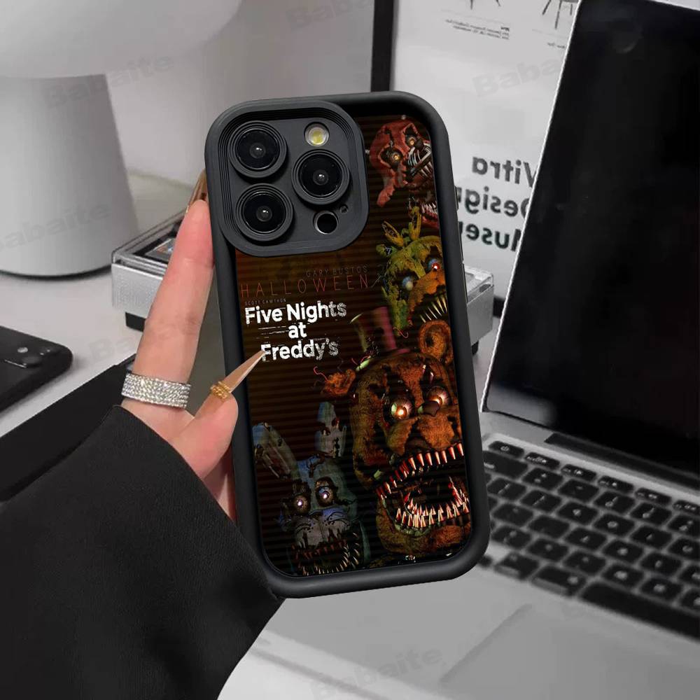 F-FNAF Five-nights-At-Freddys Silicone Soft Phone Case For iPhone 17 16 15 14 Plus 13 12 Mini 11 Black Cover