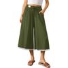 Women's Fashionable Wide-Leg Beach Cropped Pants, Loose-Fit Casual Pants