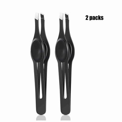 2Pcs Wide Non Slip Grip Slant Tip Tweezers Stainless Steel Slant Tweezer  Tip Hair Clip Tweezer