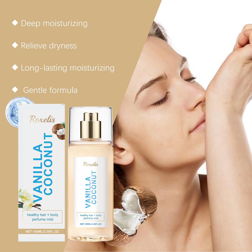 Vanilla coconut body fragrance spray long lasting fresh romantic portable body mist